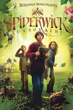 the movie spiderwick is shown in front of an image of two children and one adult