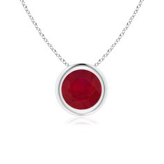 This classic solitaire ruby pendant's beautiful design makes the center stone appear like it's floating on the chain. The purplish red gem is secured in a bezel setting. Crafted in platinum, this dazzling round ruby pendant is simple yet gorgeous. Slider Necklace, Bracelet Love, Solitaire Pendant Necklace, Ruby Pendant, Bezel Pendant, Solitaire Pendant, Baccarat, Fine Jewellery Necklace, Hermes Birkin