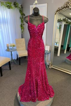 sparkly spaghetti straps mermaid prom dresses long for Prom Dress Royal Blue, Iridescent Dress, Formal Prom Dresses Long, Prom Dresses Long Mermaid, Dream Outfits, Pink Prom, Gowns For Girls