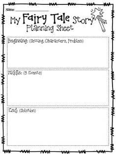 the fairy tale story planning sheet