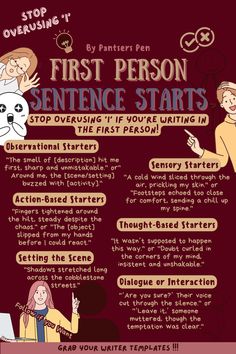 the first person sentence starts poster with an image of two people talking to each other