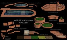 an image of a garden design with bricks and grass