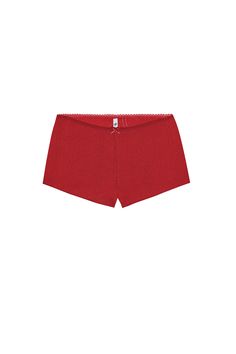 She’s teeny. She’s tiny. She’s the flirty, micro short you’ve been looking for. Throw on with a bikini top for summer vibes, pair with your favourite oversized blouse for an off-duty-moment or go commando and wear them as your comfiest, full-coverage undies. Red Short Loungewear Bottoms, Red Short-length Bottoms For Loungewear, Red Short Summer Sleepwear, Red Cotton Loungewear Shorts, Soffe Shorts, Red Cotton Playwear Shorts, Tiny Shorts, Red Pajamas, Mini Short