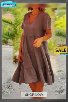 Summer Women V-neck Solid Casual Dress Medium Wash V-neck Summer Dress, Must Have Items, Color Pick, Model Photos, Casual Dresses For Women, Summer Women, Casual Dress, Casual Dresses, Designer Dresses