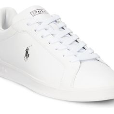 Retro-Chic Style And Unbelievable Comfort Highlight The Polo Ralph Lauren Heritage Court Ii Leather Sneaker. Lace-Up Style With "Polo" Logo Laces. Leather Upper. Terry Lining. Padded Insole. Reinforced Heel. Dual-Compound Eva Midsole For Comfort. Signature Pony Embossed At The Outer Side. "Polo" Debossed At The Heel. "Polo" Printed At The Tongue. Rubber Cupsole Construction With Integrated Heel Support. Textured Rubber Outsole. Textile Lining And Insole. Ralph Lauren Heritage, Polo Ralph Lauren Shoes, Polo Logo, Ralph Lauren Shoes, Lauren White, Retro Chic, Up Styles, Mens Shoes Sneakers, Leather Sneakers