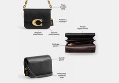 Coach Mini Bag, Luxury Pebbled Leather Shoulder Bag With Gold-tone Hardware, Elegant Coach Shoulder Bag With Gold-tone Hardware, Luxury Coach Shoulder Bag With Gold-tone Hardware, Luxury Crossbody Shoulder Bag With Silver-tone Hardware, Python Bags, Denim Gift, Dark Denim, Crossbody Strap