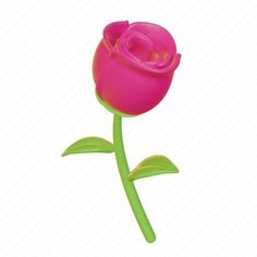 a pink rose with green stems on a white background, in the shape of a flower