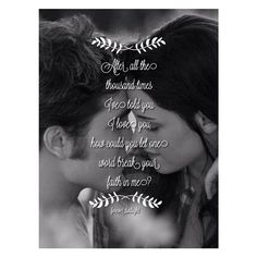 a couple kissing each other in front of a quote