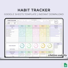 Habit Tracker | Google Sheets | Templates | Excel Templates | Free Google Sheets Template studentplanner #productplannertemplate Excel Templates Free, Google Sheets Templates, Monthly Habits, Budget Spreadsheet Template, Tracker Free, Excel Budget, Budget Planner Template