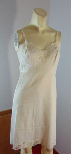 Vintage 50s or 60s White Nylon full slip lace trimmed XS 30 Bust by TheScarletMonkey on Etsy Dream Style, One Shoulder Dress, Lace Trim, Trim