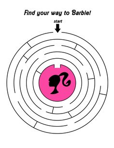 a circular maze with the words find your way to barbie