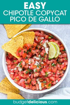 a white bowl filled with salsa and tortilla chips