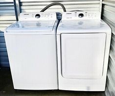 two white washers sitting next to each other