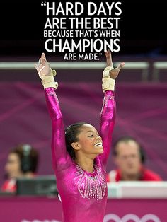 a woman is holding her hands up in the air with a quote above her head