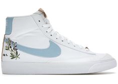 Buy and sell authentic Nike shoes on StockX including the Nike Blazer Mid 77 White Indigo and thousands of other sneakers with price data and release dates. Nike Flower Shoes, Nike Blazer Mid 77 White, Indigo Shoes, Gymnastics Shoes, Blazers Shoes, Dr Shoes, Nike Shoes Girls, Preppy Shoes, All Nike Shoes