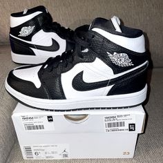 Air Jordan 1 Mid “Split" Black White Sneakers Men’s / Youth Size 5 Women’s Size 6.5 Brand New With Box Cute Jordans Shoes, Jordan 1s Black And White, Womens Jordans Black And White, Womens Nike Jordans Black Wnd White, Nike Jordan Mid Black, Black Breathable Mid-top Jordan Shoes, Air Jordan 1 Mid Black And White, Black And White Jordans, Cool Nike Shoes