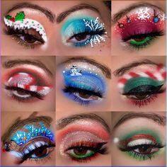 Makeup Christmas Theme Makeup Ideas, Christmas Light Eye Makeup, Fun Winter Makeup, Makeup Looks Holiday, 12 Days Of Christmas Makeup Looks, X Mas Makeup Look, Christmas Makeup Ideas Easy, Basic Christmas Makeup, Christmas Eye Makeup Looks