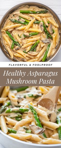 Image for Healthy Asparagus Mushroom Pasta Mushroom Ideas, Mushroom Asparagus, Asparagus Mushroom, Mushroom Recipes Pasta, Asparagus Pasta, Mushroom Pasta, Recipes Simple, Fettuccine Alfredo, Vegetarian Dinners