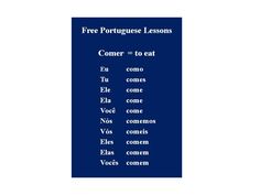 a blue book cover with the words'free portuguese lessons'in english and spanish