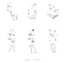 cats and stars are drawn in different ways