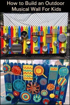 an outdoor musical wall for kids to play with and learn how to build an outdoor music wall