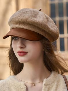 Buy Inexpensive Hats at Stylewe online store, SPU: 11HHAAO9180, Color: Khaki Beige Gray, Material:PU, Theme:All Season. Womens Winter Hats, Beret Hats, Hat Patterns To Sew, Fall Hats, Winter Hats For Women, Beret Hat, Color Khaki, Hat Pattern, Woman Colour