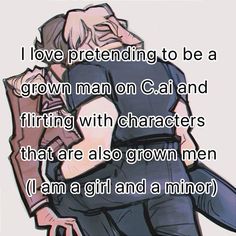 an image of a cartoon character with text that reads, i love pretending to be a grown man on ca and fitting with characters that are also grown men