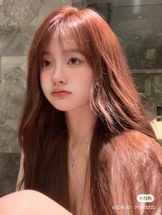 Orange Hair Korean, Light Brownish Red Hair, Dyed Hair Korean, Korean Dyed Hair, Hair Color For Neutral Skin Tone, Hair Color Korean, Ulzzang Cute, Hairstyles Korean