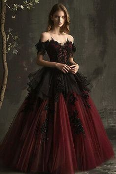 Gothic Wedding Dress Victorian Mermaid, Goth Wedding Dresses Mermaid, Gothic Corset Dresses Wedding, Luxury Gothic Ball Gown Dress, Fae Wedding Dress Black, Luxury Black Victorian Dress For Wedding, Burgundy Dress Elegant Sposabridal, Dark Red Wedding Dress Nordstrom, Velvet And Tulle Wedding Dress