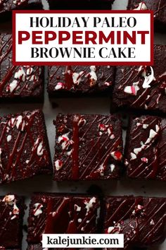 chocolate brownies with white frosting and sprinkles on top are arranged in rows