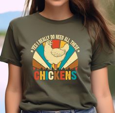 Women Chicken Shirt, Chicken Shirt, Love Chickens, Animal Shirt, Mothers Day Chicken Shirt, Funny Farmer Shirt,Chicken Lover Shirt, Farm Tee 📢Please Check All Photos For Details.   📢Choose Your T-Shirt Size From The Drop-Down Lists Next To The item Picture   📢Choose Of Your T-Shirt Color From The 2nd Picture 🧨Please contact the store for long-sleeved shirt and sweatshirt color options. 🧨Please check which product you are paying for in the size options section, because there are different options such as short-sleeved shirts, V-Neck, sweatshirts and long-sleeved shirts. 📢Use "Add message to Seller" link On The Checkout Page To Send me the Following important Details For Your Order's Customization.   📢Shipping Time Varies by location (we are located in Sugar Land, Texas) please consid Chickens Animal, Farm Tees, Chicken Shirt, Farmer Shirt, Chicken Shirts, Sugar Land, Chicken Lovers, Animal Shirts, Baby Bag