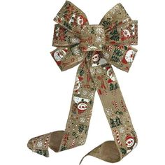 a large bow with christmas decorations on it