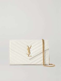 SAINT LAURENT Cassandre Chain matelassé textured-leather wallet | NET-A-PORTER Chic White Wallet On Chain For Formal Occasions, Classic White Wallet On Chain For Formal Occasions, White Chic Wallet On Chain For Formal Occasions, Formal White Rectangular Wallet On Chain, Elegant White Wallet On Chain For Evening, Elegant White Wallet On Chain For Formal Occasions, Luxury White Wallet On Chain For Formal Occasions, Luxury Envelope Wallet On Chain For Formal Occasions, Elegant White Evening Wallet