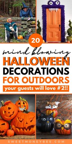 halloween decorations for outdoor with text overlay