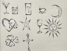 a drawing of different types of symbols on paper