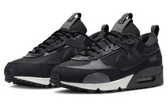 (WMNS) Nike Air Max 90 Futura 'Black Iron Grey' DM9922-003 (SNKR/Low Top/Women's) Nike Air Max 90 Futura, Air Max 90 Futura, New Nike Air, Triple Black, Running Shoes Sneakers, Black Iron, Green Camo, Nike Air Max 90