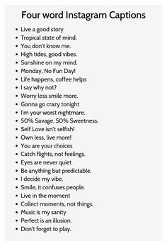 four word instagram captions