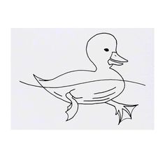 a black and white drawing of a duck