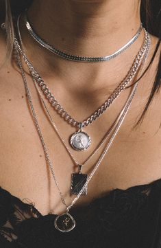 Cupid Necklace, Chunky Silver Jewellery, Silver Coin Necklace, Edgy Accessories, Herringbone Chain, Celestial Necklace, Silver Jewelry Necklace, Neck Chain