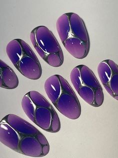 Chrome Line Nails Designs, Airbrush And Chrome Nails, Airbrush Nails With Chrome, Chrome On Chrome Nails, Chrome Purple Nails Designs, Molten Chrome Nails, Chrome Airbrush Nails, Funky Chrome Nails, Chrome Nail Ideas Art Designs