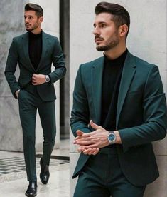 Dark Green Shirt For Men, Dark Green Suit Black Shirt, Dark Colour Suits For Men, Green And Black Suit Men, Suit For Short Men, Dark Green Suits For Men, Green Suit Black Shirt, Dark Green Blazer Outfit Men, Dark Green Mens Suit