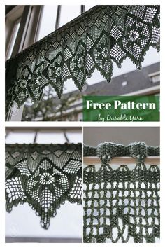 crocheted lace is shown with the words free pattern on it