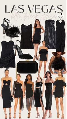 Vegas Party Dress, Black Dress Bachelorette Party, Las Vegas Bachelorette Party Outfits, Bachelorette Party Outfit Black, Vegas Bachelorette Party Outfits, Vegas Night Outfit, Las Vegas Party Theme, Vegas Outfit Ideas