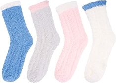 Fuzzy SocksEnjoy our delightfully warm and cozy socks, featuring whimsical designs with an array of vibrant colors, including dark blue, grey, pink and white.Size & PackageOne size fits most. Our women's fluffy socks fit women shoe size 5-10, the elastic bands at the ankle do not compress your leg, easy to slip on as well as off. 4 pairs sleeping socks in each plastic bag.Quality MaterialThese comfy socks are made of plush coral fleece, providing ultimate comfort and warmth.Functional Slipper So Comfortable Blue Cozy Socks, Socks Fuzzy, Sleeping Socks, Grippy Socks, Cozy Gifts, Fluffy Socks, Non Slip Socks, Comfy Socks, Dark Blue Grey