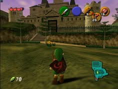 an image of a video game character in front of a castle