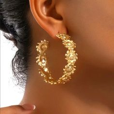 Brand New Women's Large Chunky Gold Semi Hoop Earrings Genuine 14k Gold Plated 925 Sterling Silver (Stamped) 2" Size Comfortable & Lightweight Retail Price $300 Buy With Confidence From A Trusted Seller With A 99%+ Feedback Rating! A0364 (Id-1025-) Chunky Hoop Jewelry, Chunky Hoop Earrings As A Gift, Chunky Small Hoop Jewelry, Chunky Metal Hoop Earrings As A Gift, Chunky Small Hoop Metal Earrings, Womens Earrings, Silver Color, Women's Earrings, Silver Gold