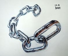 a drawing of a silver chain on a white background