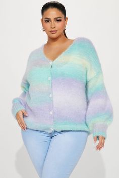 Available In Multi Color. Cardigan Sweater Long Sleeve V Neck Button Front Ombre Stripe Disclaimer: Print Placement May Vary 100% Polyester Imported | Adara Cardigan size 1X by Fashion Nova Cheap Pink Stretch Cardigan, Cardigan Sweater Coat, Long Sweaters Cardigan, Color Fashion, Cute Swag Outfits, Print Placement, Cardigan Fashion, Women Hoodies Sweatshirts, Sweater Long Sleeve