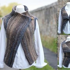 the vest is knitted and ready to be used as a scarf or shawl