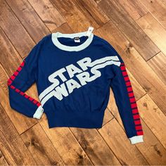 Blue Star Wars Sweater Smoke Free Home Star Wars Christmas Sweater, Retro Star Wars, Star Wars Sweater, Star Wars Logo, Star Wars Women, Blue Crewneck, Graphic Sweaters, Long Sleeve Pullover Sweater, Womens Fleece